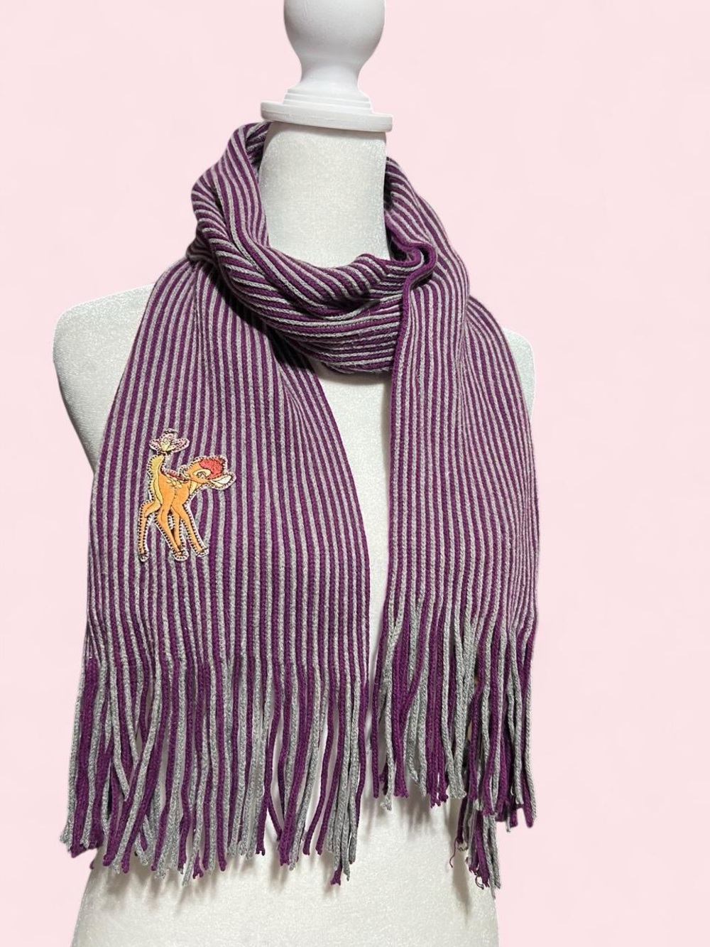 Bambi and Butterfly striped gray and purple Scarf
